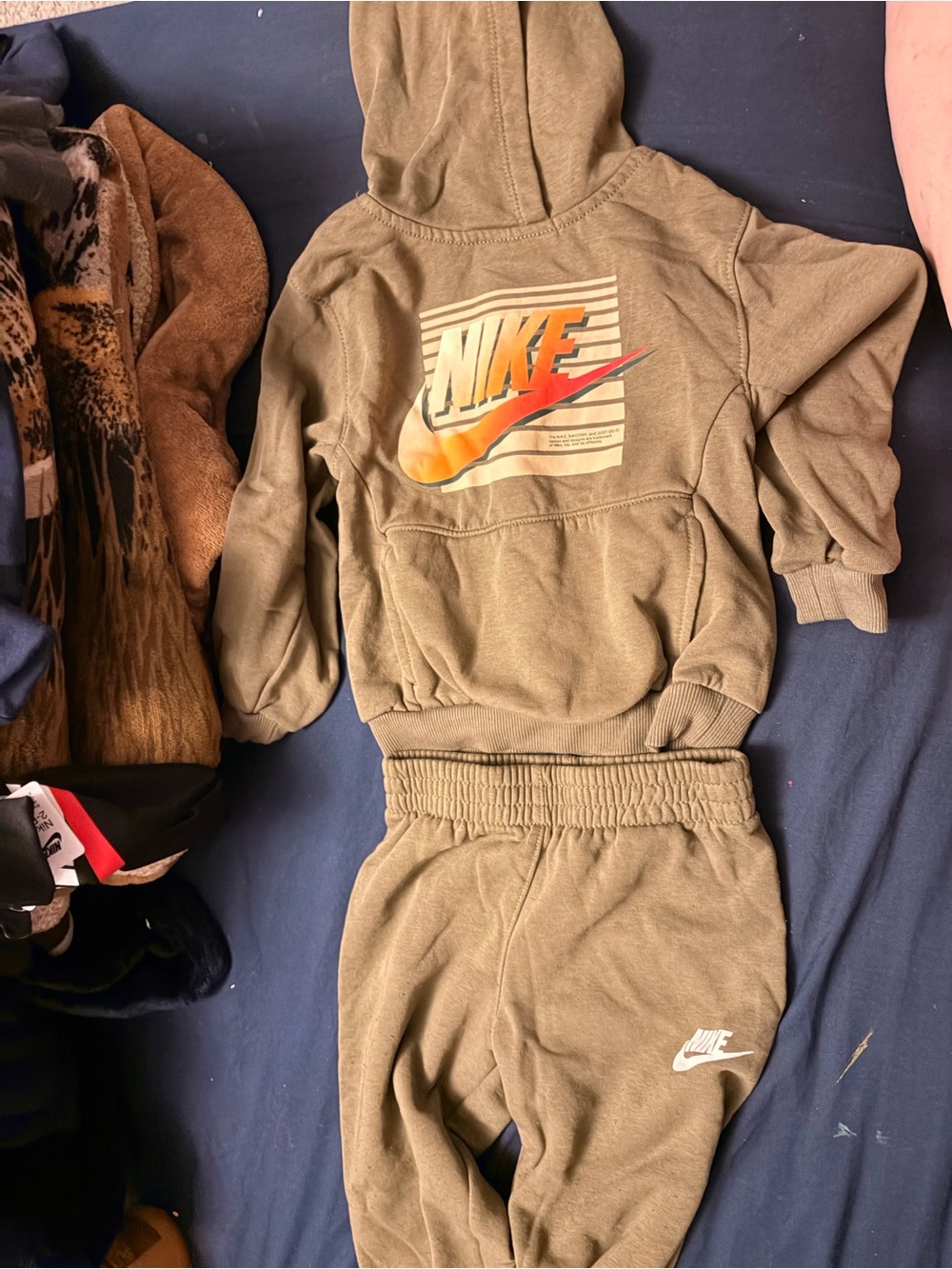 Nike Olive Green Hoodie & Jogger Set with Gradient Swoosh - Picture 1 of 1